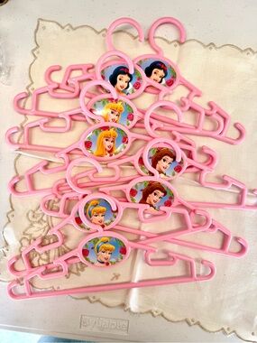 RARE Disney Pink Princess Kids Hangers with Character Medallions